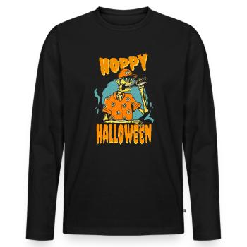 Bier Trinkspruch Hoppy Halloween - Männer Premium Bio Langarmshirt - Schwarz - Vorne - Nico (187cm)