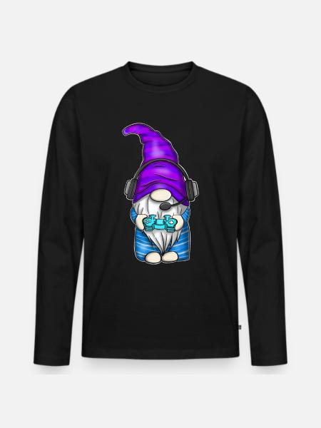Gamer Gaming Gnome - Men's Premium Organic Long Sleeve Shirt - black