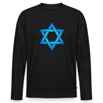 Israël étoile étoile de David hexagramme judaïsme symbole - T-shirt manches longues Premium bio Homme - noir - Devant - Nico (187cm)