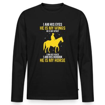 Funny Horse Equestrian Sports Horses Sayings Gift - Men's Premium Organic Long Sleeve Shirt - black - Front - Nico (187cm)
