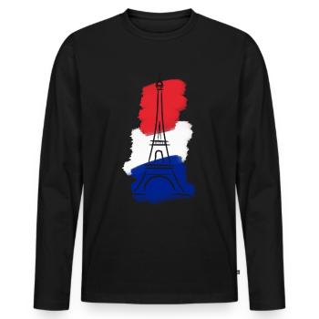 tour Eiffel - T-shirt manches longues Premium bio Homme - noir - Devant - Nico (187cm)