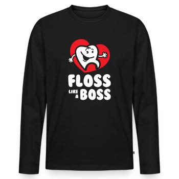 Floss like a Bos - Men's Premium Organic Long Sleeve Shirt - black - Front - Nico (187cm)