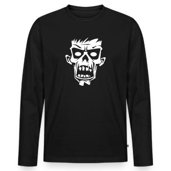 Zombie Freak - Face / Zombie Head - Men's Premium Organic Long Sleeve Shirt - black - Front - Nico (187cm)
