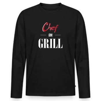 Chef am Grill - Männer Premium Bio Langarmshirt - Schwarz - Vorne - Nico (187cm)