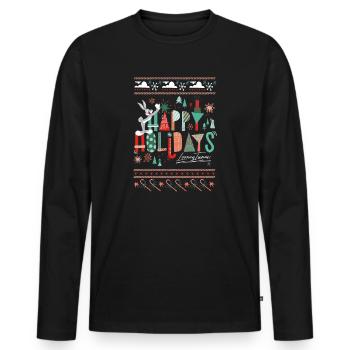 Looney Tunes Joyeuses Fêtes Noël - T-shirt manches longues Premium bio Homme - noir - Devant - Nico (187cm)
