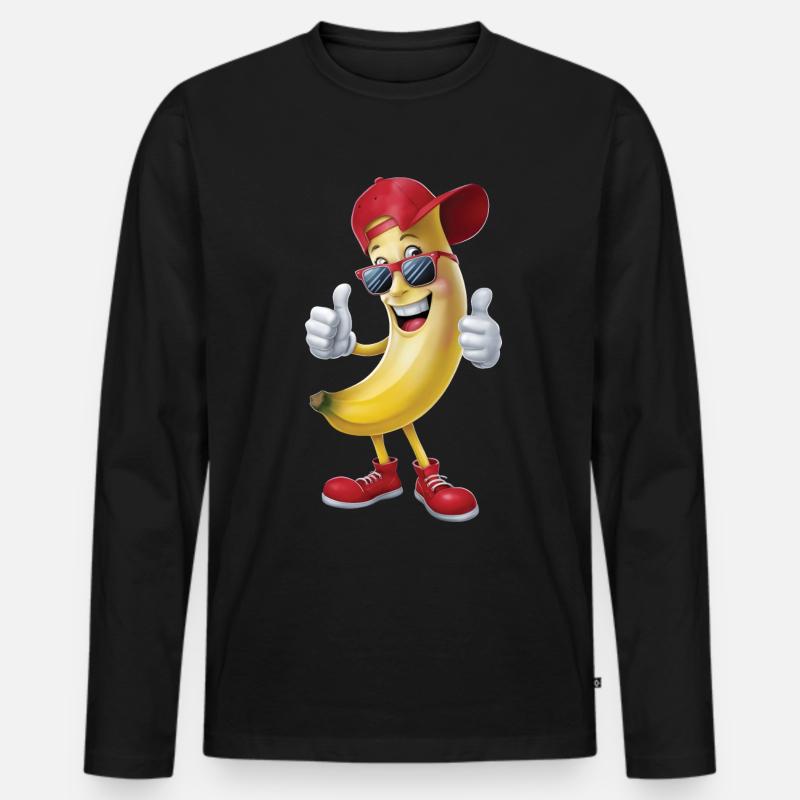 Banane - Männer Premium Bio Langarmshirt - Schwarz