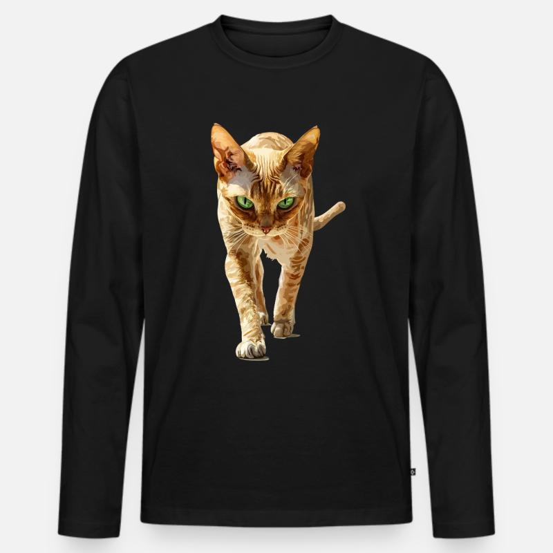 Devon Rex - Männer Premium Bio Langarmshirt - Schwarz