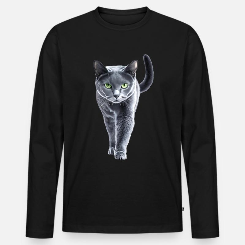 Russisch Blau - Männer Premium Bio Langarmshirt - Schwarz