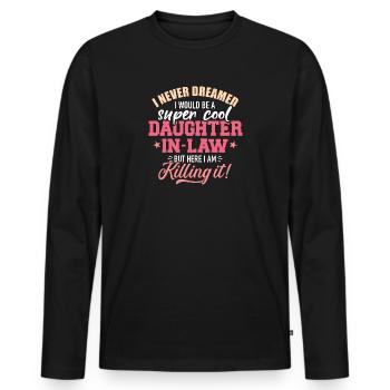 daughter in law - Men's Premium Organic Long Sleeve Shirt - black - Front - Nico (187cm)
