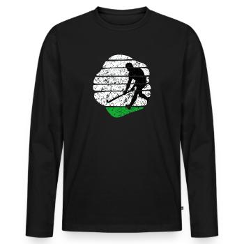 Field Hockey Artificial Grass Hockey Hockey Player Hockey - Men's Premium Organic Long Sleeve Shirt - black - Front - Nico (187cm)