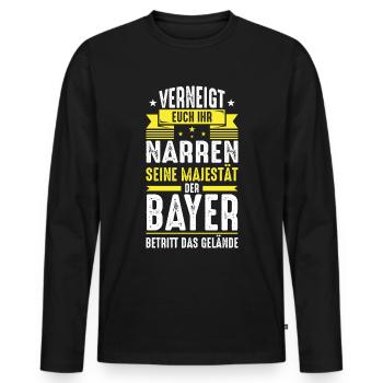 Bayer Bayern Hauptstadt Sprüche - Männer Premium Bio Langarmshirt - Schwarz - Vorne - Nico (187cm)