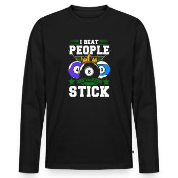 Billiards Snooker - Men's Premium Organic Long Sleeve Shirt - black - Front - Nico (187cm)