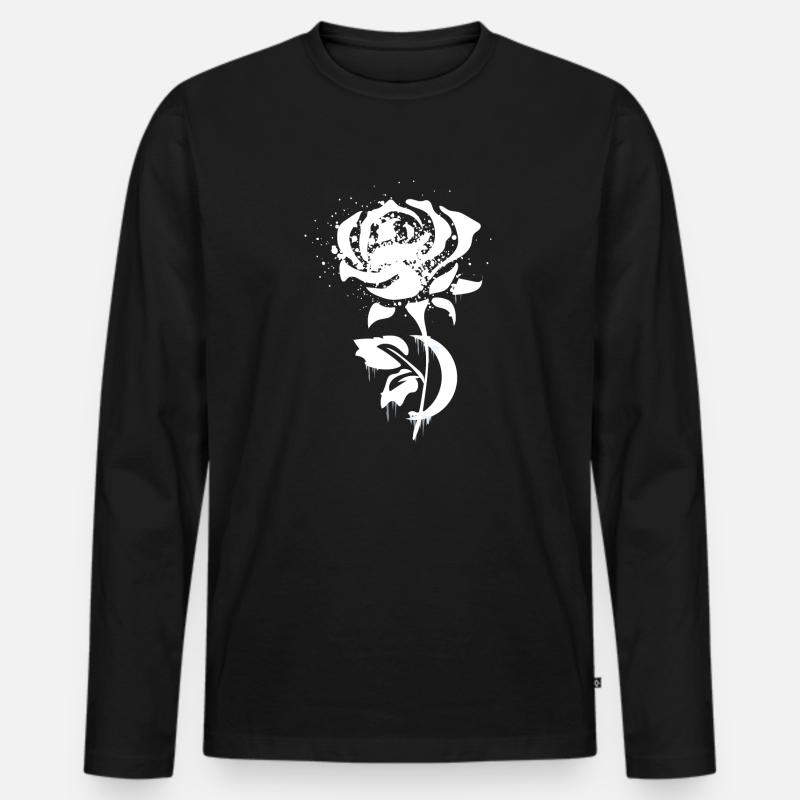 Satan Rose - Männer Premium Bio Langarmshirt - Schwarz