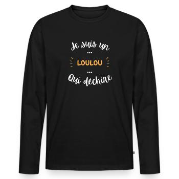 je suis un loulou qui déchire - T-shirt manches longues Premium bio Homme - noir - Devant - Nico (187cm)