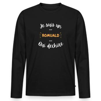 je suis un romuald qui déchire - T-shirt manches longues Premium bio Homme - noir - Devant - Nico (187cm)