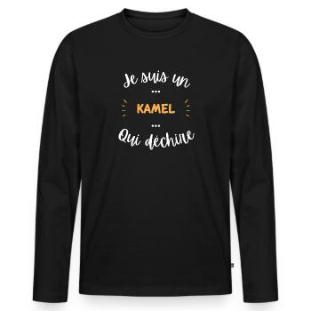 Je suis un Kamel qui déchire - T-shirt manches longues Premium bio Homme - noir - Devant - Nico (187cm)