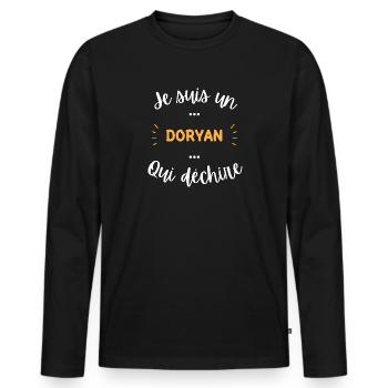 Je suis un doryan qui déchire - T-shirt manches longues Premium bio Homme - noir - Devant - Nico (187cm)