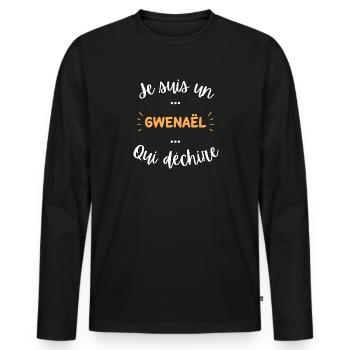 Je suis un Gwenaël qui déchire - T-shirt manches longues Premium bio Homme - noir - Devant - Nico (187cm)