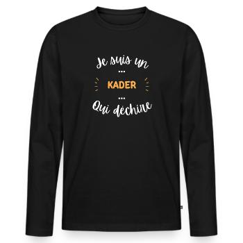 Je suis un kader qui déchire - T-shirt manches longues Premium bio Homme - noir - Devant - Nico (187cm)