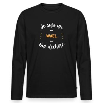 Je suis un wael qui déchire - T-shirt manches longues Premium bio Homme - noir - Devant - Nico (187cm)