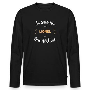 Je suis un lionel qui déchire - T-shirt manches longues Premium bio Homme - noir - Devant - Nico (187cm)