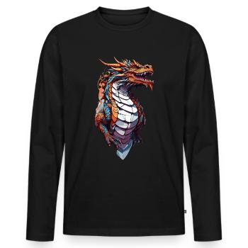 Fantasy Monster Drachen: Mystischer Drachenzauber - Männer Premium Bio Langarmshirt - Schwarz - Vorne - Nico (187cm)