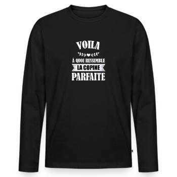 Ehefrau Die perfekte Freundin Liebe Freundschaft Humor - Männer Premium Bio Langarmshirt - Schwarz - Vorne - Nico (187cm)