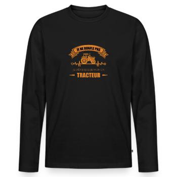 Ich schnarche nicht, ich träume, dass ich ein Traktor bin - Männer Premium Bio Langarmshirt - Schwarz - Vorne - Nico (187cm)