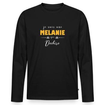 t shirt je suis une Melanie qui déchire - T-shirt manches longues Premium bio Homme - noir - Devant - Nico (187cm)