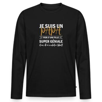 Originelle Geschenkidee, von einem Mädchen an ihren Papa - Männer Premium Bio Langarmshirt - Schwarz - Vorne - Nico (187cm)
