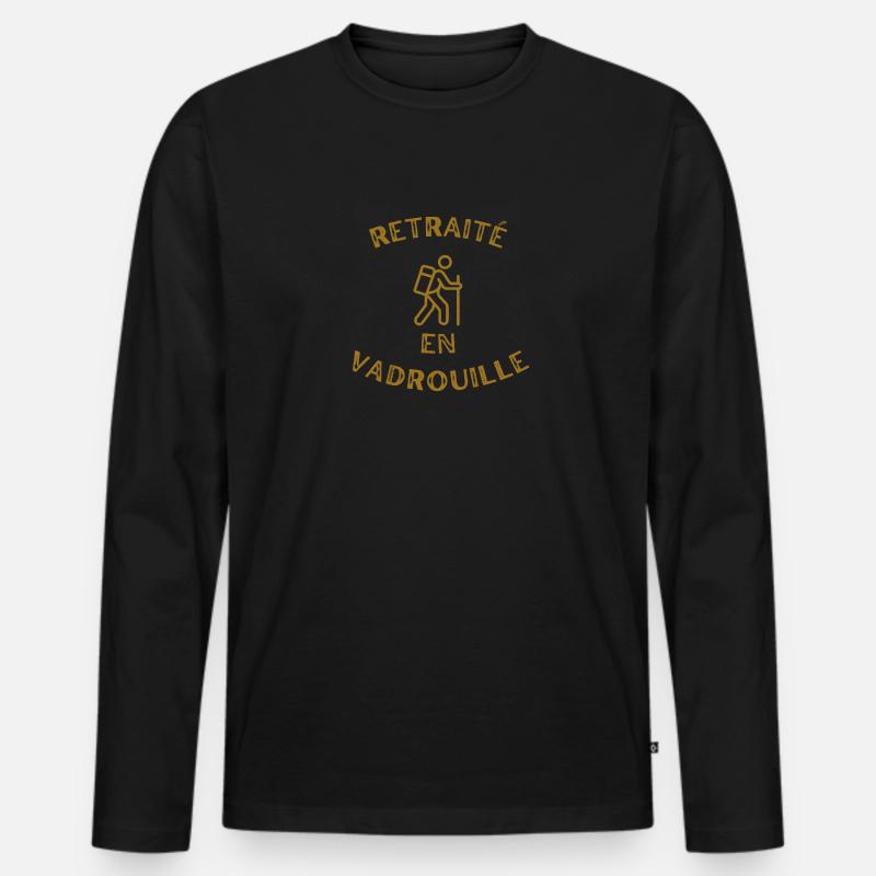 Rentner auf Wanderung Wanderer - Männer Premium Bio Langarmshirt - Schwarz