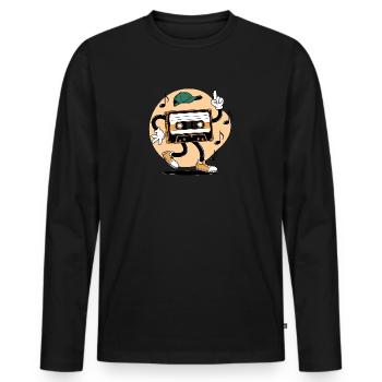 Dancing Cassette Tape (Vintage Style) - T-shirt manches longues Premium bio Homme - noir - Devant - Nico (187cm)