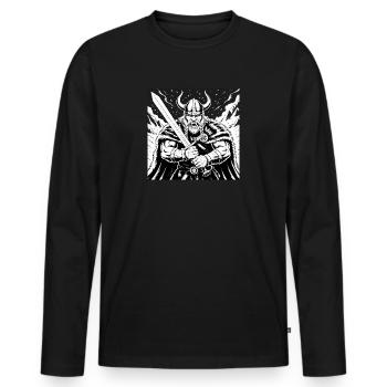 Mighty Viking Warrior Version 3 - Men's Premium Organic Long Sleeve Shirt - black - Front - Nico (187cm)