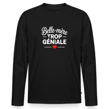 Belle-mère trop géniale - T-shirt manches longues Premium bio Homme - noir - Devant - Nico (187cm)
