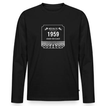 Récolte 1959 - T-shirt manches longues Premium bio Homme - noir - Devant - Nico (187cm)