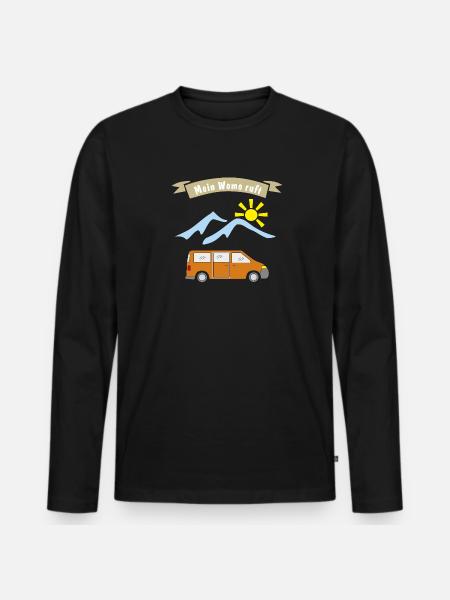 womo ruft - Männer Premium Bio Langarmshirt - Schwarz