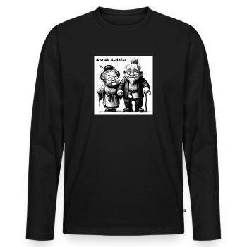 Nur nit hudeln! - Männer Premium Bio Langarmshirt - Schwarz - Vorne - Nico (187cm)