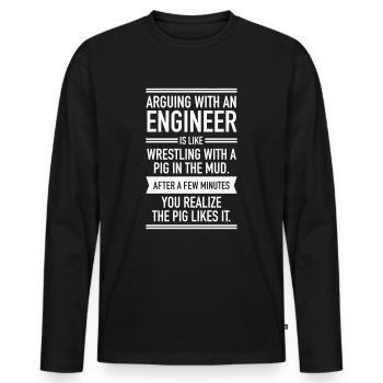 Arguing With An Engineer... - Men's Premium Organic Long Sleeve Shirt - black - Front - Nico (187cm)