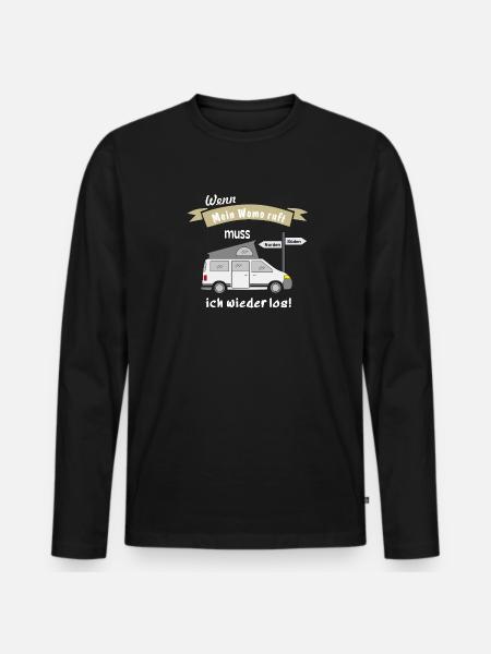 womo ruft campingbus - Männer Premium Bio Langarmshirt - Schwarz