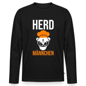 Herdmännchen Koch Kochschürze Hobbykoch Küche - Männer Premium Bio Langarmshirt - Schwarz - Vorne - Nico (187cm)