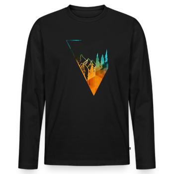 colored panorama forest and mountains - Men's Premium Organic Long Sleeve Shirt - black - Front - Nico (187cm)