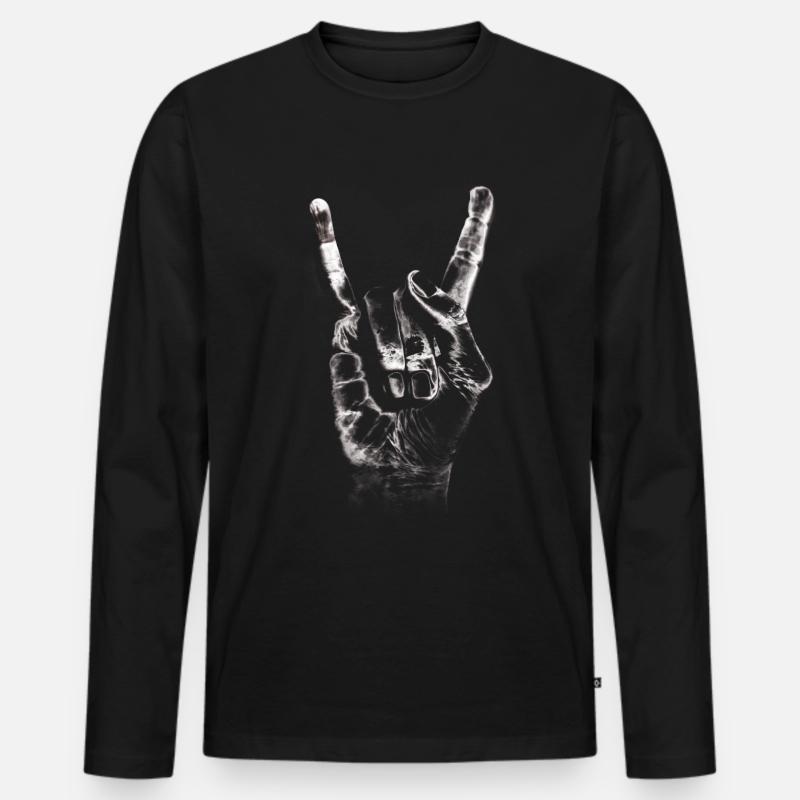 Rock and Roll - Männer Premium Bio Langarmshirt - Schwarz