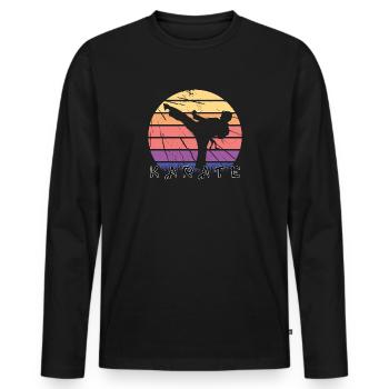 Karate - Männer Premium Bio Langarmshirt - Schwarz - Vorne - Nico (187cm)