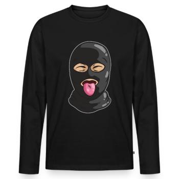 Freundlicher Dieb Maske Zunge Bank Räuber Gangster - Männer Premium Bio Langarmshirt - Schwarz - Vorne - Nico (187cm)