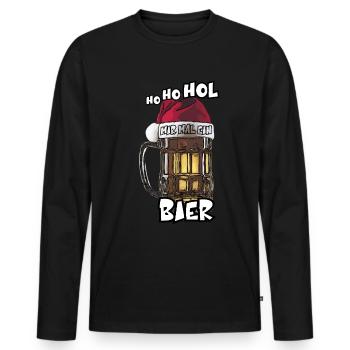 ho ho hol mir mal ein Bier xmas Bierfreund saufen - Männer Premium Bio Langarmshirt - Schwarz - Vorne - Nico (187cm)