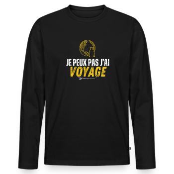 I can't I traveled - Men's Premium Organic Long Sleeve Shirt - black - Front - Nico (187cm)