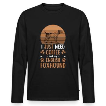 English Foxhound Kaffee Retro Hund Cafe - Männer Premium Bio Langarmshirt - Schwarz - Vorne - Nico (187cm)