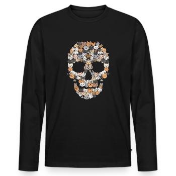 Skull Cats | Kitten cat head gift - Men's Premium Organic Long Sleeve Shirt - black - Front - Nico (187cm)