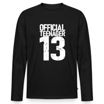 Adolescent officiel 13, cadeau cool 13e anniversaire - T-shirt manches longues Premium bio Homme - noir - Devant - Nico (187cm)