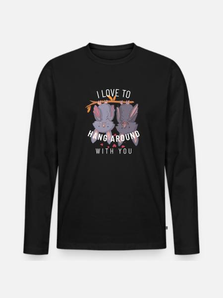 Valentine's Day Bats Saying - Men's Premium Organic Long Sleeve Shirt - black